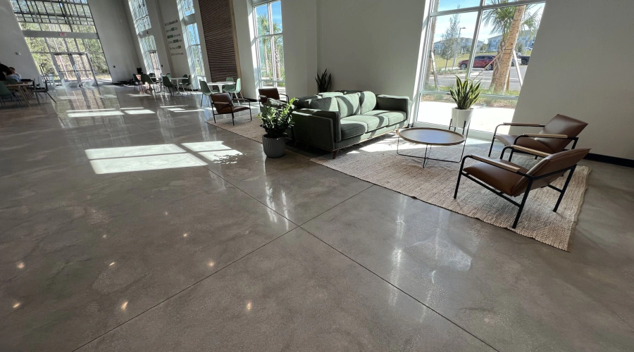 polished concrete at office interiors